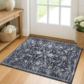 KILOCOCO Small Area Rug 2x3 Entryway Rugs Printed Vintage Moroccan Floral Washable Rug Non-Slip Kitchen Rug Indoor Door Mat, Accent Throw Small Rugs for Laundry Room Bedroom Entrance, Black/Navy/White