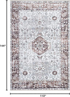 Bloom Rugs Caria Washable Non-Slip 9x12 Rug - Beige/Brown Traditional Area Rug for Living Room, Bedroom, Dining Room, and Kitchen - Exact Size: 9' x 12'