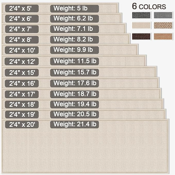 GOYLSER 10 ft Washable Runner Rug Jute Carpet Runner for Hallway, Non Slip Bath Rug Runner Mat, Beige Indoor Runner Rugs for Entryway