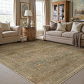 Vintage Area Rug 6x9 Washable Brown Living Room Carpet Large Indoor Non Slip Bedroom Low Pile Kitchen Distressed Retro Accent Throw Rug for Dining Room