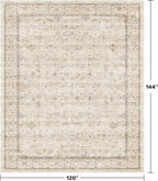 Beige Cream 10x12 Large Living Room Area Rug, Soft Neutral Carpet for Bedroom, Dining Room Under Table, Geometric Floral Contemporary Home Décor, Modern Non Slip Stain Resistant Floor Carpet