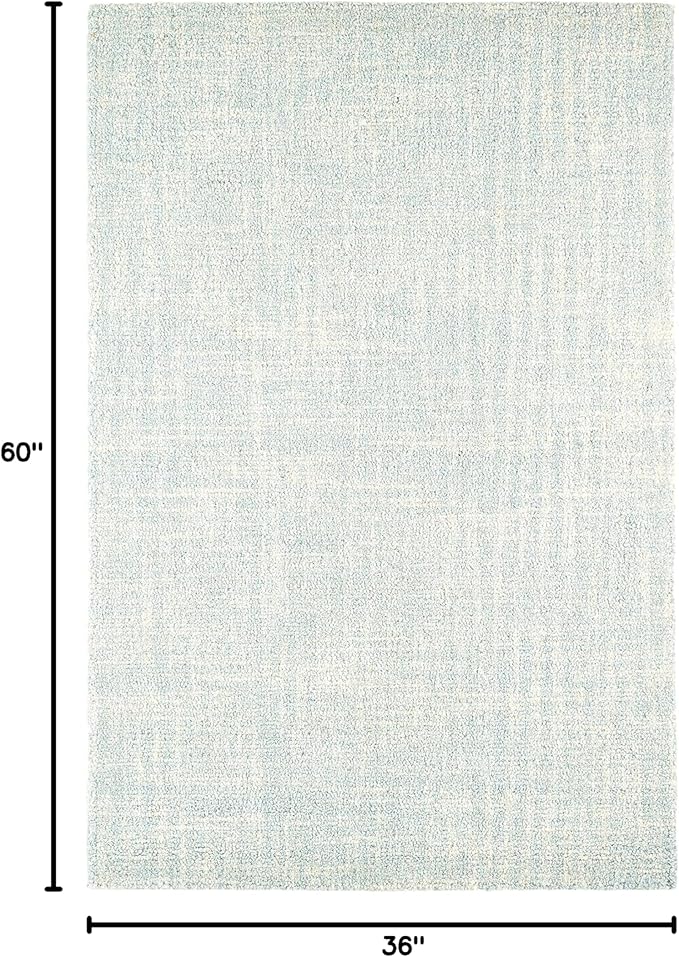 Dash and Albert Crosshatch Wool Area Rug - 3' x 5' Sky Blue Solid Hand Micro Hooked Accent Rug - Durable, High Traffic Areas Bedroom, Hallway, Stairs - Premium Luxury Hotel Quality Soft Breathable