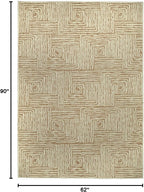 FH Home Flat Woven Outdoor Rug - Waterproof, Easy to Clean, Stain Resistant - Premium Polypropylene Yarn - Modern Geometric - Patio, Porch, Deck, Balcony - Budapest - Beige - 5ft 2in x 7ft 6in
