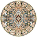 Unique Loom Narenj Collection Classic Traditional Medallion Textured Design Area Rug, Round 5' 0" x 5' 0", Ivory/Tan