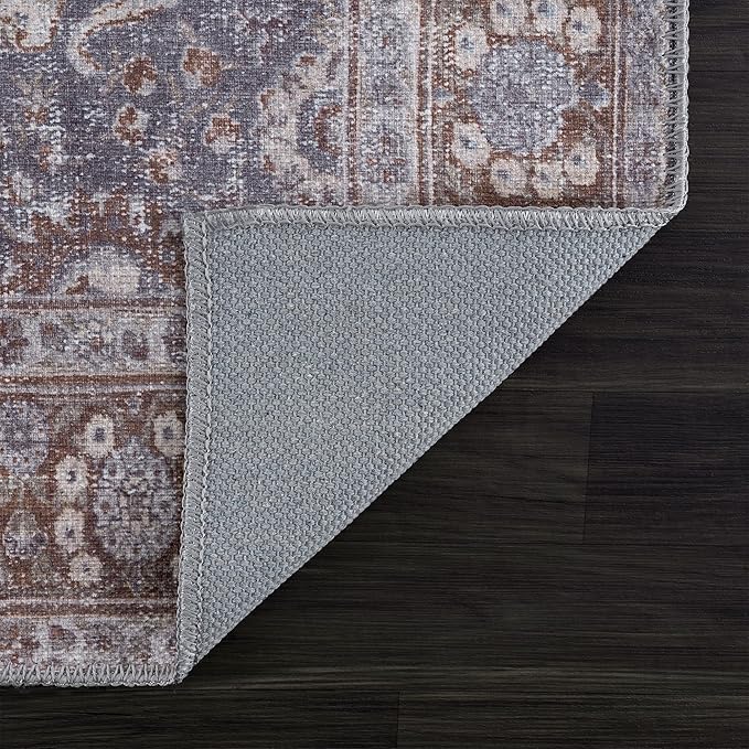 Bloom Rugs Washable 5' x 7' Rug - Brown/Dark Gray Traditional Area Rug for Living Room, Bedroom, Dining Room, and Kitchen - Exact Size: 5' x 7'