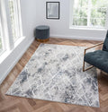 Adel Modern Area Rug for Living Room, 6x9 Rustic Distressed Abstract Blue Rug, Medium Pile Stain Resistant Carpet for Bedroom, Dining Room or Kitchen (6' x 9', Blue)