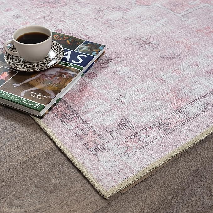 Fame Rugs Turkish Rug. Washable Vintage Oriental Antique Inspired Traditional Doormat Small Modern Area Rugs Luxury Entryway Entry Bedroom Bathroom Kitchen (412PP, 2'5 x 13'1)