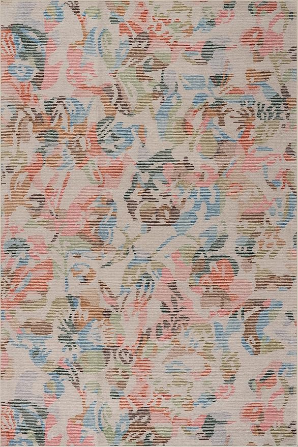 Dash & Albert Bloom Multi Machine Washable Rug, Runner-2.5 X 8 Feet, Blue/Ivory Floral Pattern