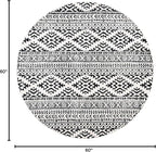 SAFAVIEH Tulum Collection Area Rug - 5' Round, Ivory & Black, Moroccan Boho Tribal Design, Non-Shedding & Easy to Clean, Ideal for Living Room, Bedroom, Dining Space (TUL272B)