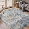 Bavni Washable Rug, Soft Abstract Rugs Non-Slip, Thin Foldable 3x5 Rug, Modern Stain Resistant Area Rug for Living Room, Kitchen, Bedroom, Blue/Light Grey