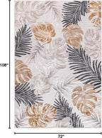 CAMILSON Indoor Outdoor Rug, Yellow 6’x9’ Leaf Tropical Botanical Area Rugs for Indoor and Outdoor patios, Easy-Cleaning Non-Shedding Living Room, Garden and Kitchen Washable Outside Carpet (6x9)