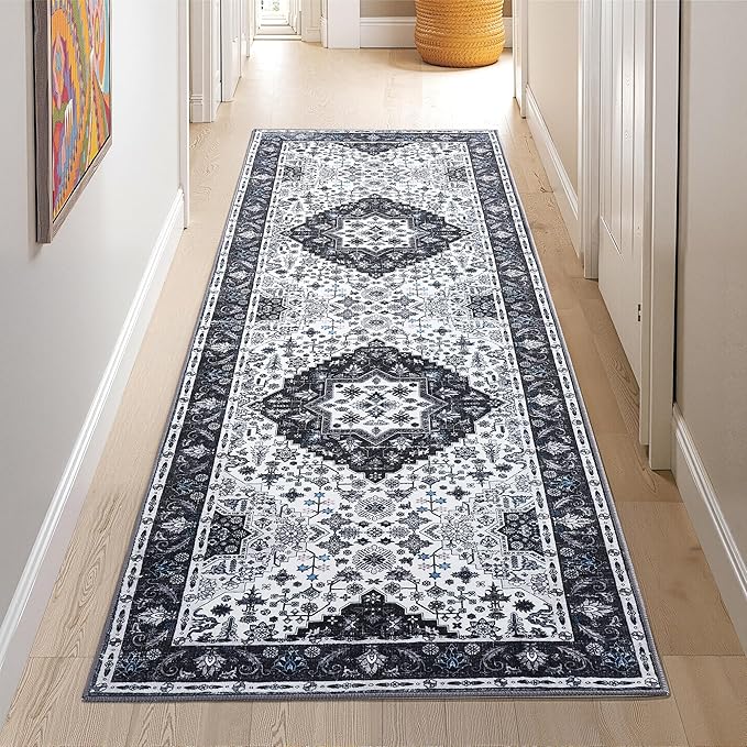 2x6 Area Rug,Boho Vintage Oriental Washable Rugs,Collapsible Area Rug for Bedroom, Entryway, Kitchen, Bathroom