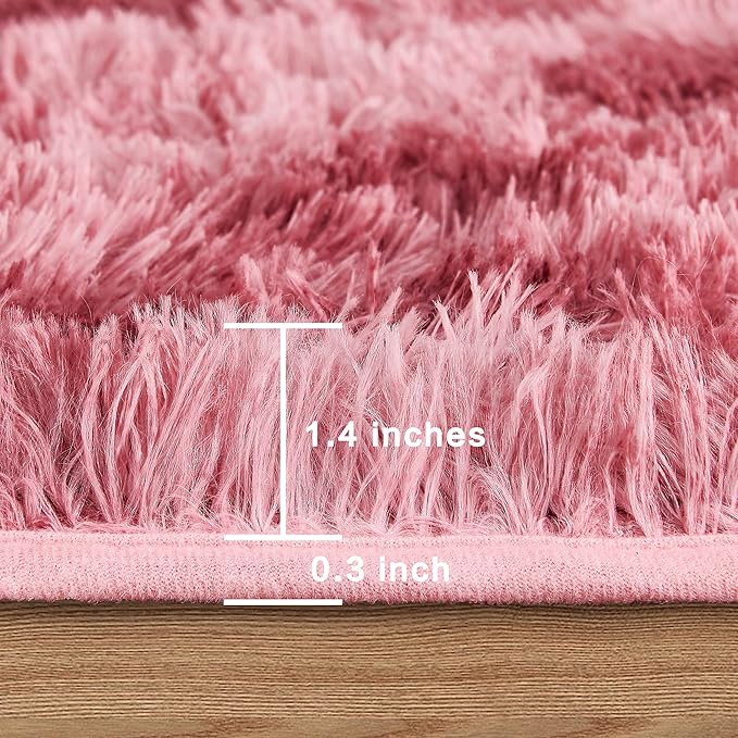 Andency Soft Area Rugs for Living Room Bedroom, 3x5 Non-Slip Fluffy Shag Carpet, Indoor Floor Fuzzy Shaggy Living Room Plush Rug for Kids Dorm Nursery Home Decor Aesthetic, Tie-Dyed Dark Red