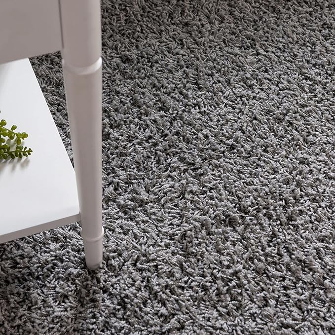 Unique Loom Solid Shag Collection Area Rug (5' 3" Round, Cloud Gray)