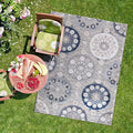 CAMILSON Indoor Outdoor Rug 5x7 Bohemian Medallion Floral Area Rugs for Indoor and Outdoor Patios Easy-Cleaning Non-Shedding Living Room Garden and Kitchen Washable Outside Carpet (5 x 7 / Blue)