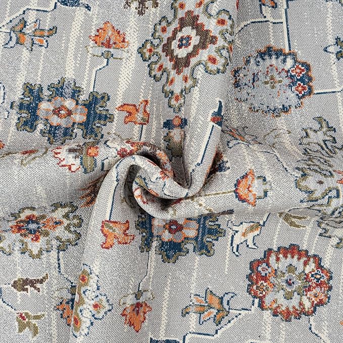 GLN Rugs Traditional Collection - Machine Washable Area Rug, Traditional Washable, Non Slip, Low Pile Chenille Rug, Living Room, Bedroom, Kitchen Rug (5' x 7' Pink/Blue/Multicolor)