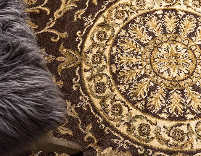 Unique Loom Versailles Collection Traditional Classic Medallion Floral Motif Area Rug (2' 2 x 6' 0 Runner, Brown/ Ivory)