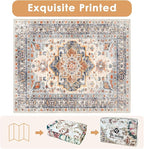 VK VK·LIVING Machine Washable Rug 6'x9' Vintage Design Washable Area Rugs with Non Slip Rugs for Living Room Bedroom Traditional Woven Carpet Stain Resistant, Dining Office Boho Rug, (Bright)
