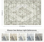Deerly Washable Rugs 8x10 Area Rug Large Rugs for Living Room - Boho Large Vintage Non-Slip Distressed Carpet Aesthetic Print Floor Rug Cream
