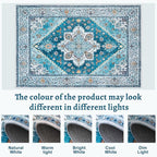 Tangsoo 5x7 Area Rug Washable Rugs for Living Room, Vintage Indoor Non Slip Large Area Rugs, Print Carpet, Soft Low Pile Rug Foldable Floor Rug for Bedroom Dining Room Dorm Blue