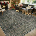 MontVoo-Vintage Area Rug 9X12 Green Rugs for Living Room-Soft Distressed Printed Rugs for Bedroom-Non Slip Carpet-Machine Washable Rug for Dining Room Living Room Bedside Office