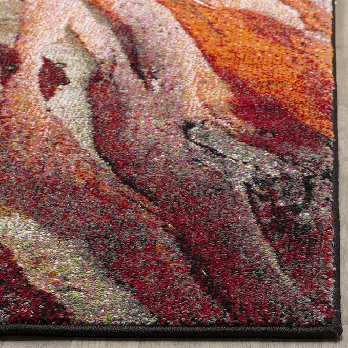 SAFAVIEH Glacier Collection Runner Rug - 2'3" x 14', Red & Multi, Modern Abstract Design, Non-Shedding & Easy Care, Ideal for High Traffic Areas in Living Room, Bedroom (GLA126A)