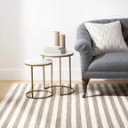 Home Conservatory Ladder Stripe Natural/Ivory Handwoven Wool 5 X 8 Feet, Ivory/Multicolored Stripe Pattern