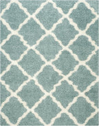SAFAVIEH Dallas Shag Collection X-Large Area Rug - 11' x 15', Seafoam & Ivory, Trellis Design, Non-Shedding & Easy Care, 1.5-inch Thick Ideal for High Traffic Areas in Living Room, Bedroom (SGD257C)