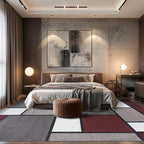 Rugshop Modern Geometric Boxes Red Area Rug, Non-Shedding Carpet for Living Room, Large Bedroom, or Open Spaces, 9' x 12'