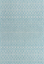 Unique Loom Outdoor Trellis Collection Area Rug - Tribal Trellis (10' x 14' 1" Rectangle, Aqua/ Ivory)