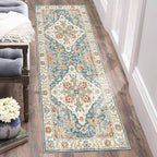 Enkor Runner Rugs for Hallway, 2x6 Washable Soft Non Slip Floor Rugs for Kitchen, Modern Mat for Living Room Bedroom Entryway Orange & Blue