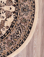 Unique Loom Sialk Hill Collection Area Rug - Washington (3' 3" Round Ivory/Black)