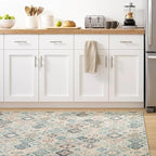 Dash and Albert Pali Machine Washable Area Rug - Runner - 2.5' x 8' Blue - Geometric Accent Rug - Anti-Slip Backing, Lightweight, Machine Washable, High Traffic Areas Kitchen, Mudroom, Laundry Room