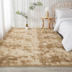 Andency Soft Area Rugs for Living Room Bedroom, 3x5 Non-Slip Fluffy Shag Carpet, Indoor Floor Fuzzy Shaggy Living Room Plush Rug for Kids Dorm Nursery Home Decor Aesthetic, Tie-Dyed Khaki