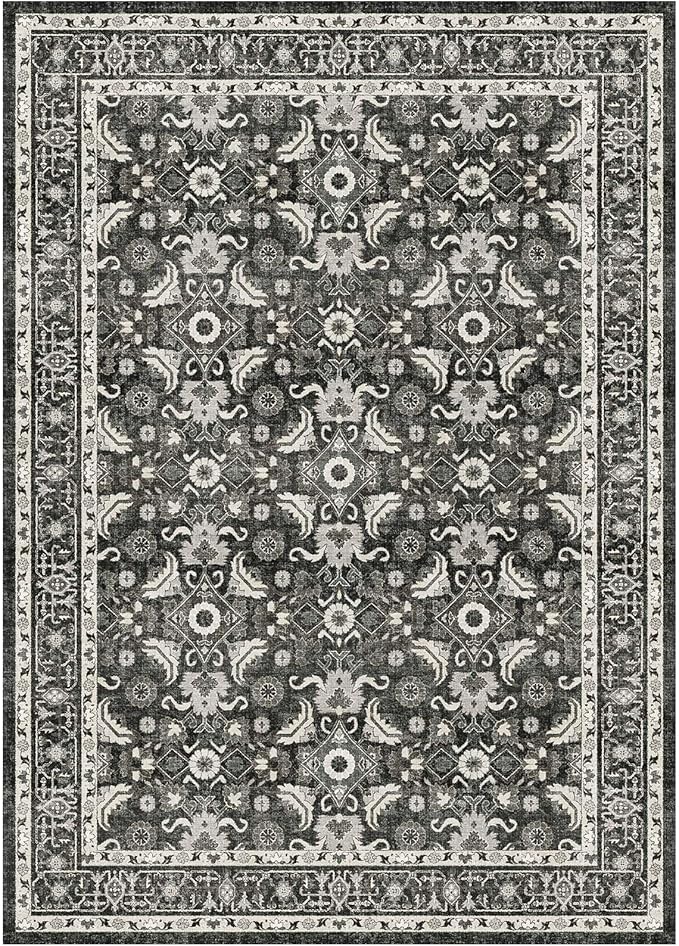 WITSHOCK Living Room Area Rugs 7x9: Soft Non-Slip Backing Washable Rugs Vintage Large Carpet for Bedroom Office Dining Room Kitchen Stain Resistant Home Decor Rug