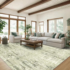 Valenrug Washable Rug 8x10 - Stain Resistant 8x10 Area Rugs for Living Room, Non Slip Backing Printed Rugs for Bedroom, Folable Machine Washable Area Rug(Green,8'x10')