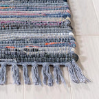 SAFAVIEH Rag Rug Collection Area Rug - 6' x 9', Purple & Multi, Handmade Boho Stripe Cotton, Ideal for High Traffic Areas in Living Room, Bedroom (RAR121D)
