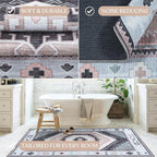 Fame Living Washable Area Rug. Modern Farmhouse. Vintage. Turkish. Bohemian. Distressed. Oriental. Traditional. Rugs for Living Room. Dining. Bedroom. Office. Entryway.(856BlckGry, 2'5" x 9'8")