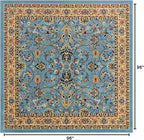 Rugs.com Yasmin Collection Rug – 8 Ft Square Light Blue Medium Rug Perfect for Living Rooms, Kitchens, Entryways