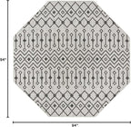 Unique Loom Outdoor Trellis Collection Area Rug - Tribal Trellis (7' 10" Octagon, Gray/ Black)