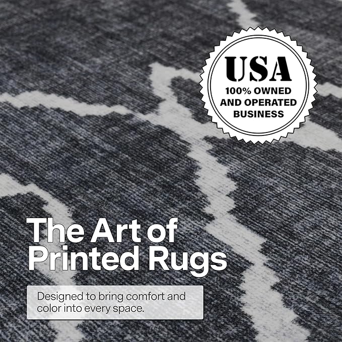 ReaLife Rugs Machine Washable Area Rug - Living Room Bedroom Bathroom Kitchen Entryway Office - Padded Crease Free Stain Resistant Premium - Moroccan Diamond Tribal- Jax - Gray- 2'x 3'