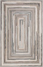 Company C Concentric Squares Wool Area Rug 8' X 10' Gray Striped