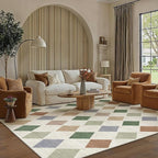 8x10 Checkered Area Rugs for Living Room Colorful Machine Washable Large Rug Non-Slip Stain Resistant Low Pile Boho Accent Indoor Throw Carpet for Bedroom Dining Room Home Aesthetic Decor