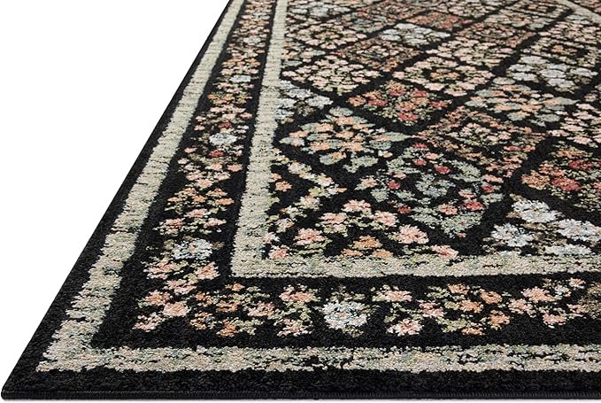 Loloi Rifle Paper Co. Laurel Collection LAU-04 Black/Multi 2'-8" x 8' Runner Rug