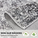 Washable Runner Rug for Hallway: 2x6 Neutral Modern Abstract Low Pile Area Rug with Non-Slip Backing - Carpet for Bedroom Kitchen Laundry Entryway Bathroom Indoor - Grey