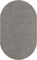 Unique Loom Solid Shag Collection Area Rug (5' 1" x 8' Oval, Cloud Gray)