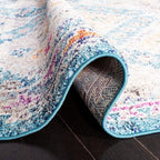 SAFAVIEH Madison Collection Area Rug - 9' x 12', Dark Blue & Yellow, Boho Diamond Distressed Design, Non-Shedding & Easy Care, Ideal for High Traffic Areas in Living Room, Bedroom (MAD418N)
