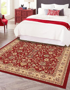 Unique Loom Sialk Hill Collection Area Rug - Washington (4' Square Burgundy/Cream)