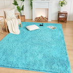 Andency Blue Soft Area Rugs for Living Room Bedroom, 4x6 Fluffy Shaggy Bedside Rug, Non-Slip Large Shag Fuzzy Plush Carpets for Bedroom Kids Dorm Nursery Home Decor Aesthetic