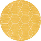 Unique Loom Trellis Frieze Collection Area Rug - Geometric (7' Round, Yellow/ Ivory)